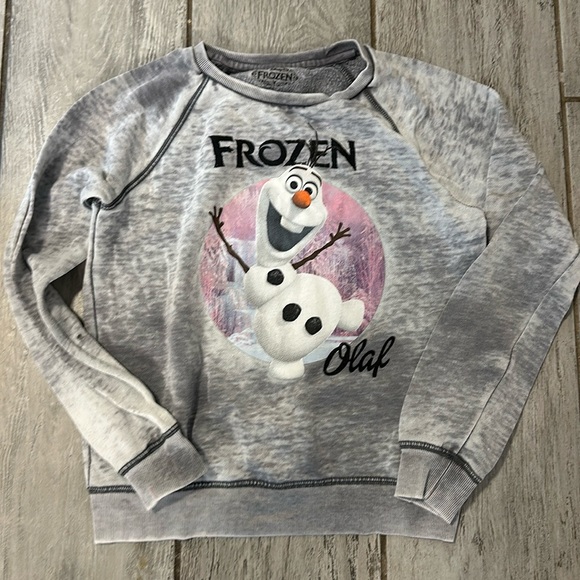 Disney Frozen Heather Grey Olaf Sweater Girls Size 11/12 - Picture 1 of 3
